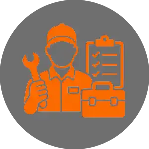 Maintenance icon representing repair service teams and hardware replacement work