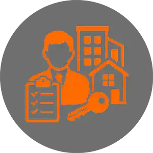 Property manager icon representing building maintenance and tenant repair support