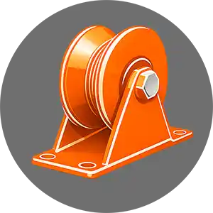 Orange window and door rollers icon for replacement sliding hardware parts