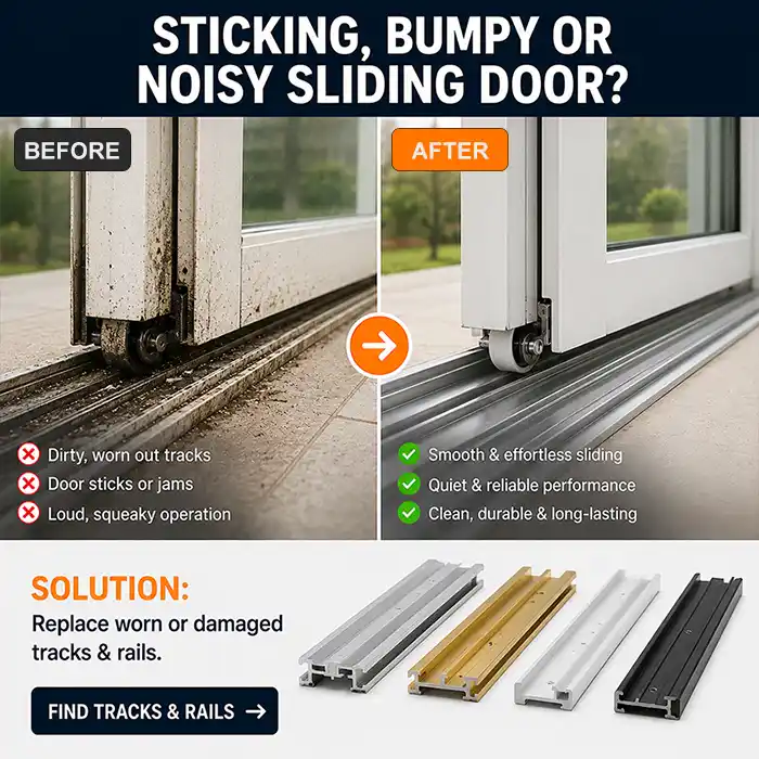 Sliding door tracks and window tracks for damaged track repair