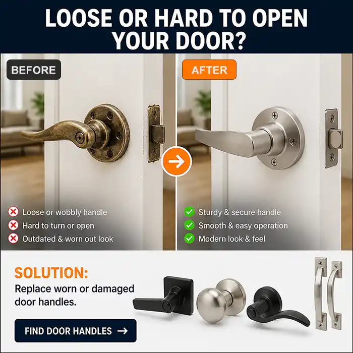 Door handles for broken loose and hard to operate doors