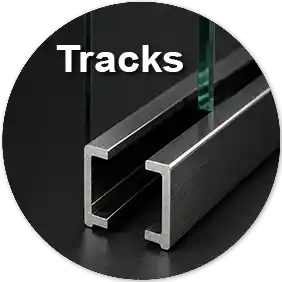 Tracks and guides for doors windows and sliding systems