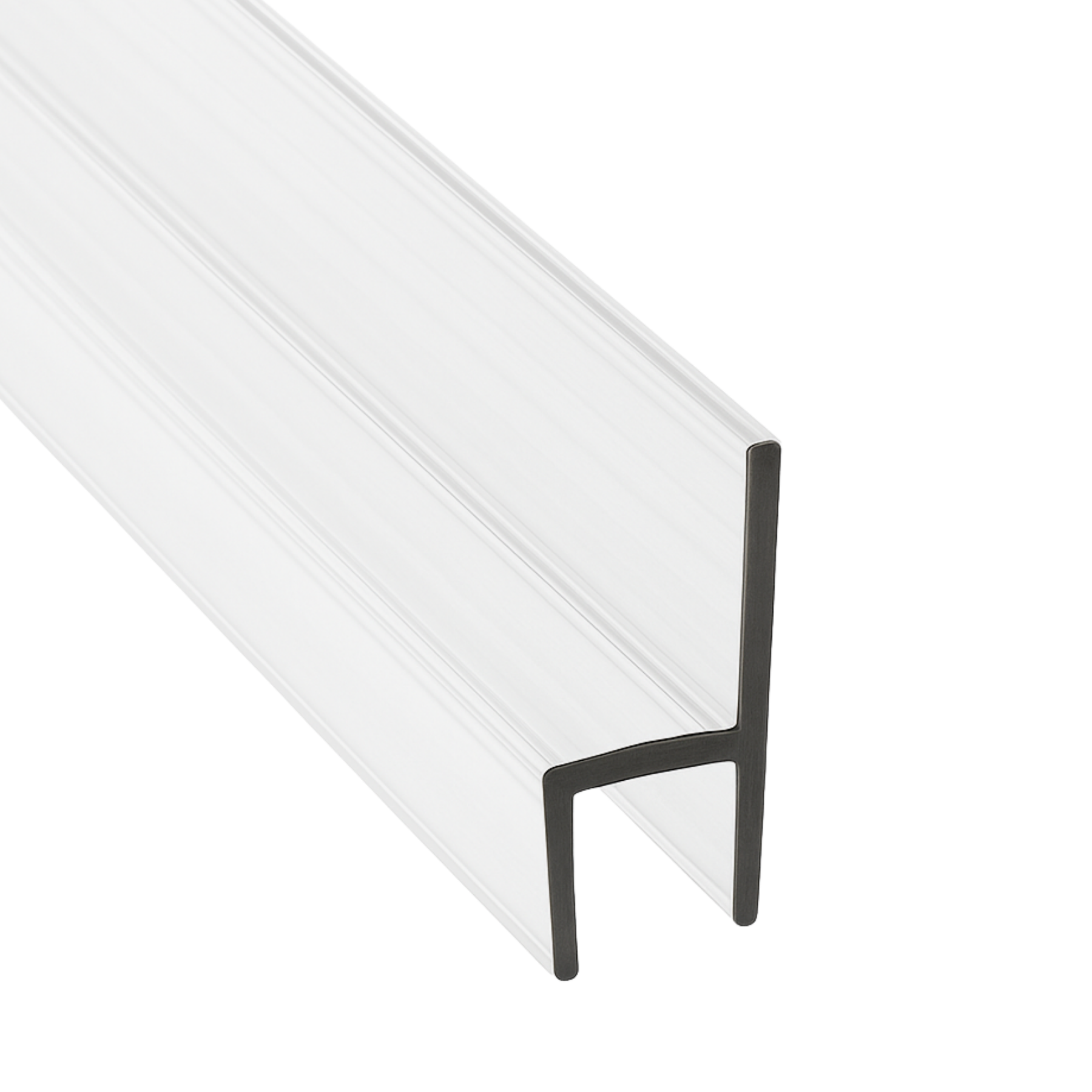 CBW Frameless Shower Door Side Seal Strip H-Type 180 Degree 72'' Length, Clear (1/4'' Glass)