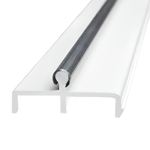 White Vinyl Double Panel Sliding Door Track with Stainless Steel Cover