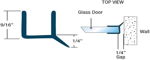 Black PVC Shower Door Bottom Seal & Wipe – Leak Guard for Glass Thickness - 95 Inches