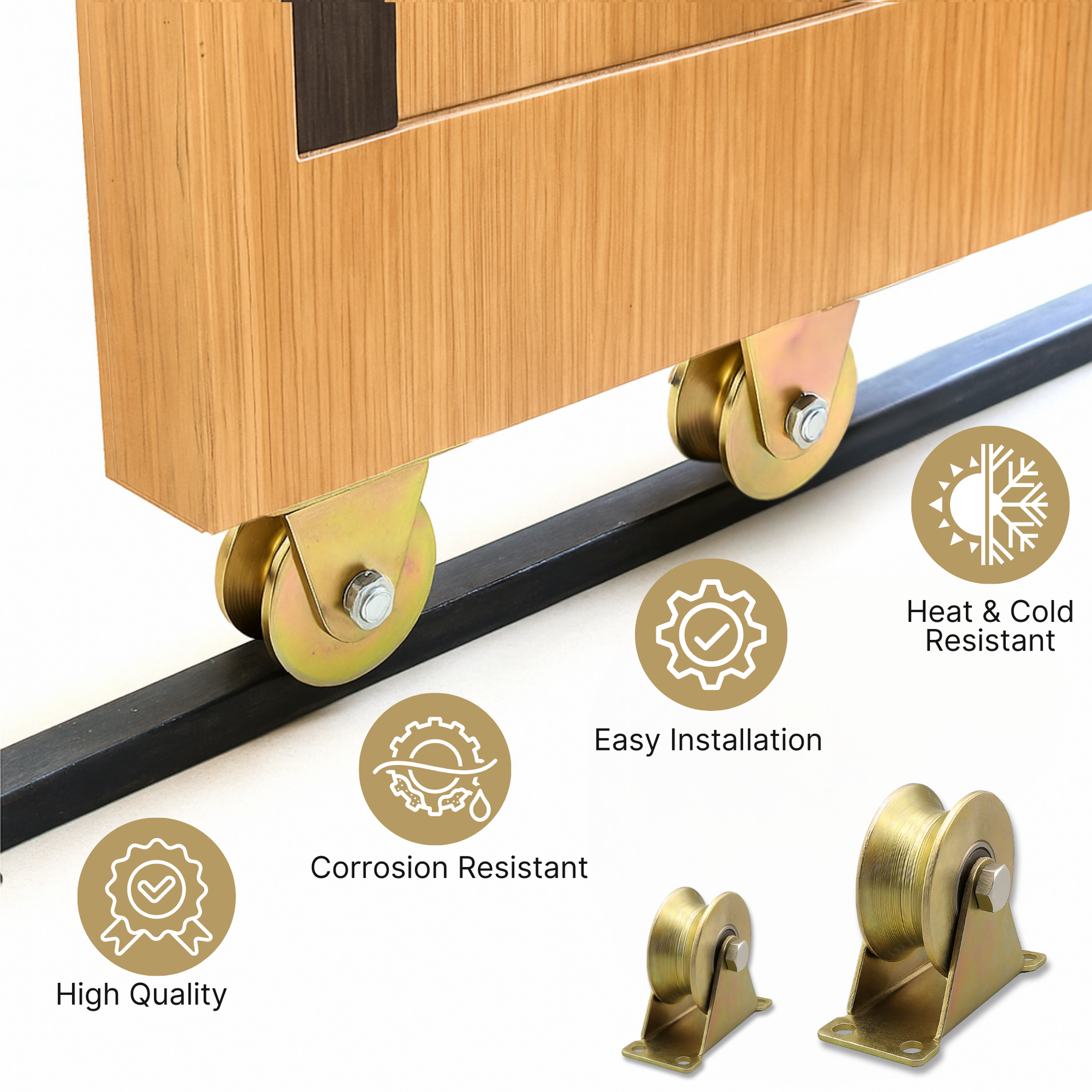 Stainless Steel 2-Inch U-Groove Wheel Pulley Rollers with Brackets Pack of 8