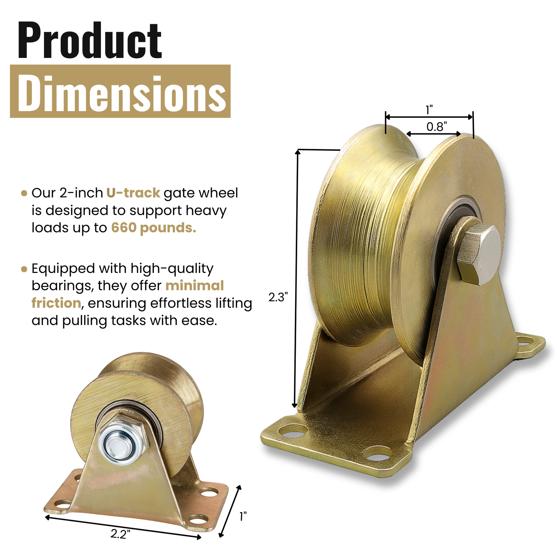 Stainless Steel 2-Inch U-Groove Wheel Pulley Rollers with Brackets Pack of 8