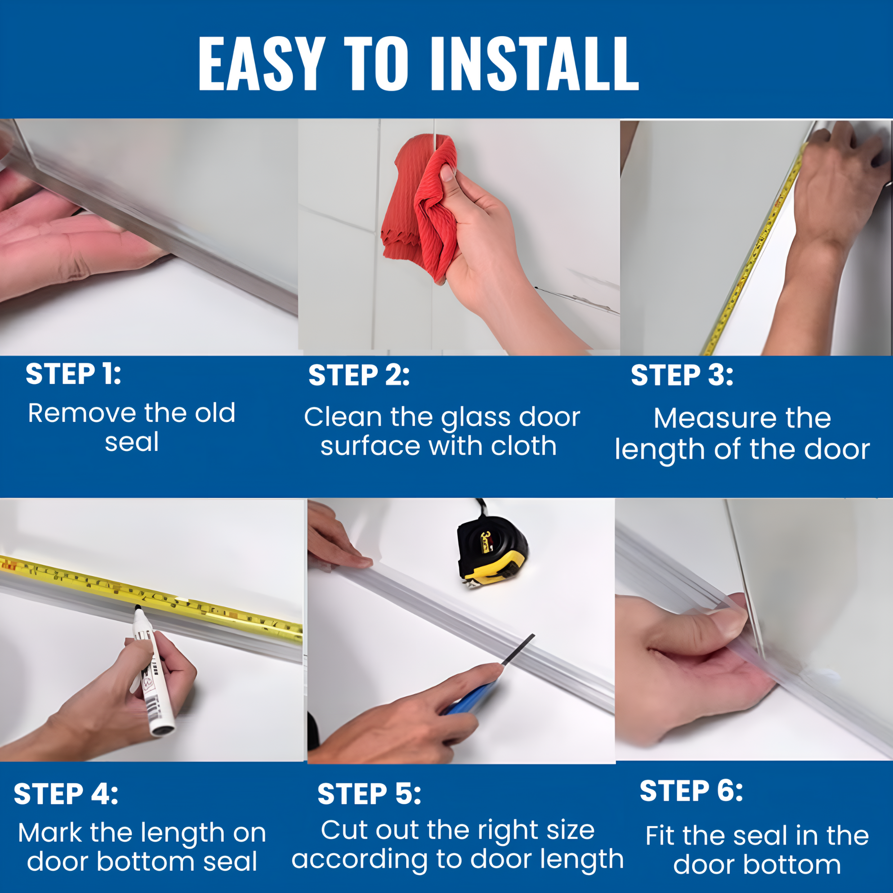 1/2-Inch Glass, 36-Inch Frameless Shower Door Side Seal