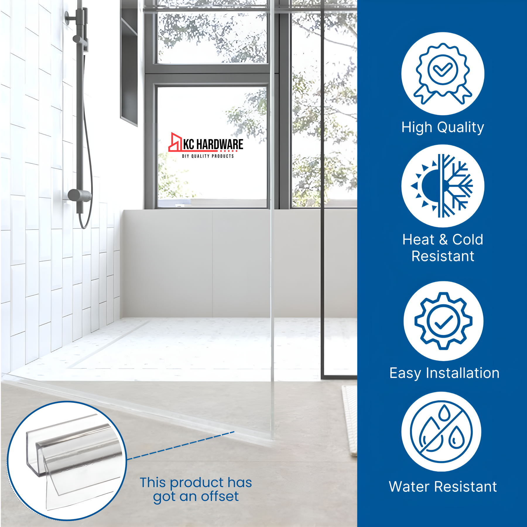 1/2-Inch Glass, 36-Inch Frameless Shower Door Side Seal