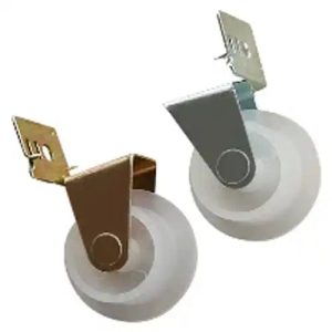 Nylon Drawer Guide Roller Assemblies, 1" White with Steel Brackets, 4-Pack