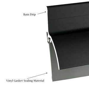 Black Aluminum & Vinyl Door Bottom Sweep with Rain Drip Cap, 36 in & 48 in
