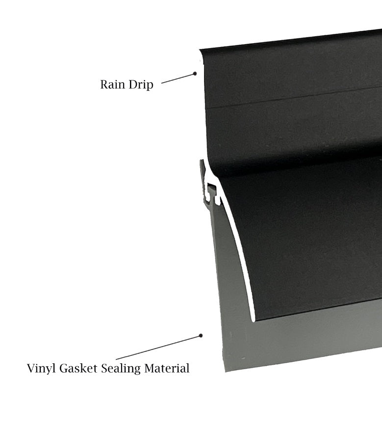Black Aluminum & Vinyl Door Bottom Sweep with Rain Drip Cap, 36 in & 48 in