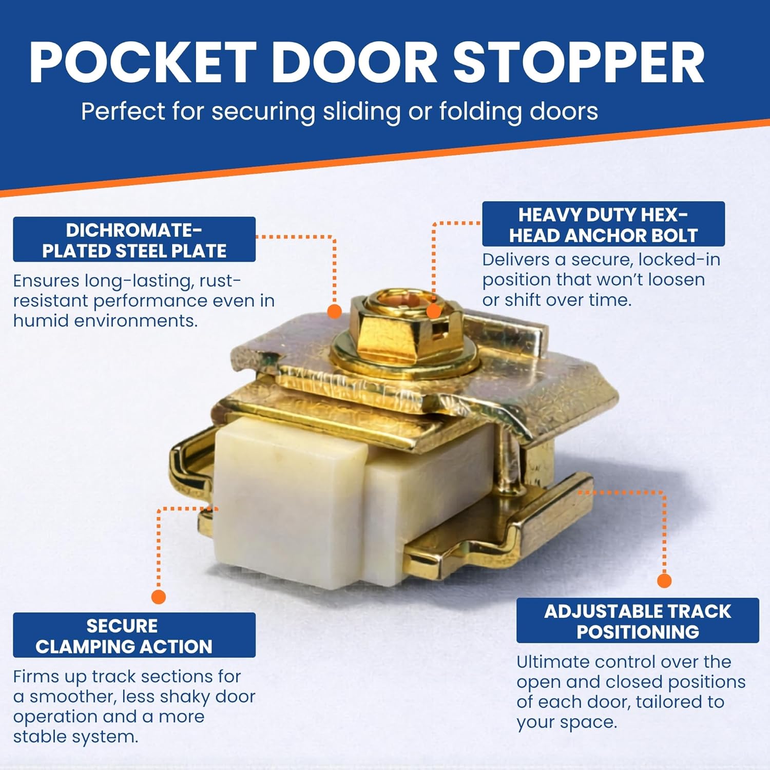 Sliding Door Track Stop Pocket Door Stopper 2 Pack for Sliding Doors