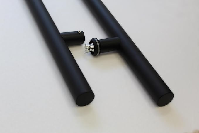 Matte Black Stainless Steel H-Shaped Push Pull Door Handles 24 in, 36 in, and 48 in