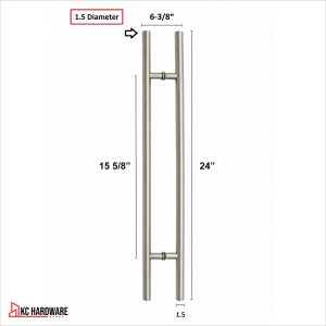 24 in Stainless Steel H Pull Door Handle, Double-Sided, Brush Nickel Satin