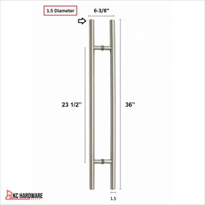 36 in Stainless Steel H Pull Door Handles, Double Sided, Chrome Nickel