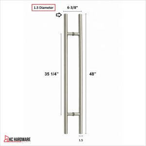 Stainless Steel H Pull Door Handle 48 in Double-Sided Chrome Nickel