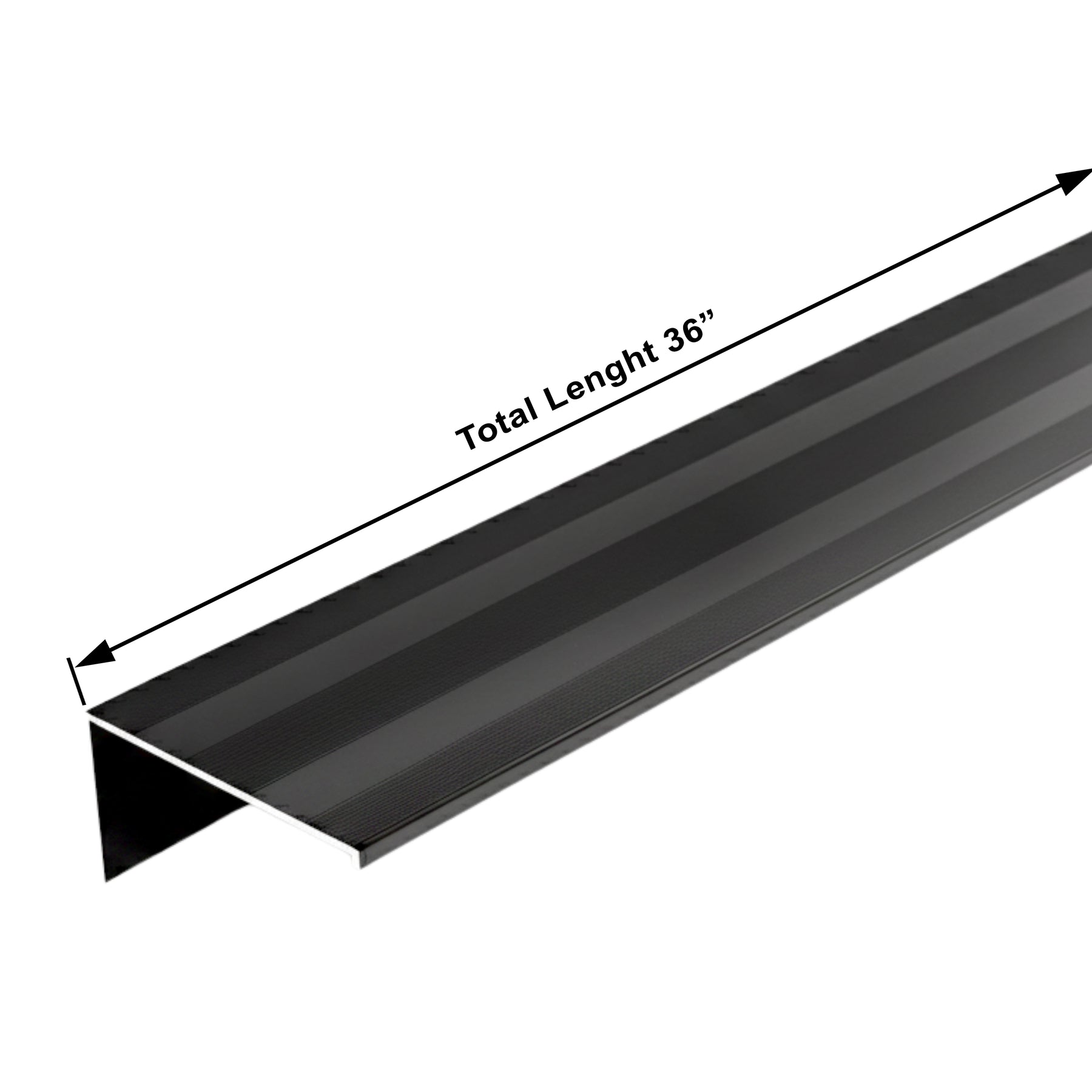 Black Aluminum Stair Nosing Edge Protector – 2 3/4" x 1 1/2" – 32" & 36" Lengths