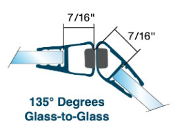 KC Hardware Magnetic Shower Door Seal Set of 2 for 3/8" Glass, 135°, 95"