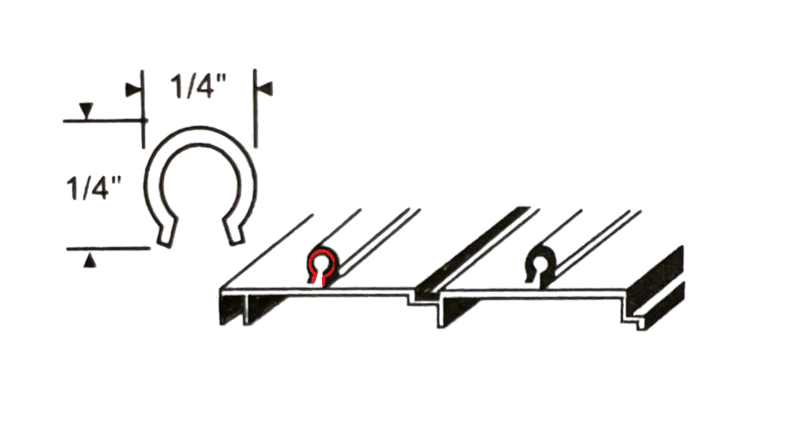 Sliding Door Track Repair Cover 1/4 in, Stainless Steel Track Cover - 72 in - 96 in