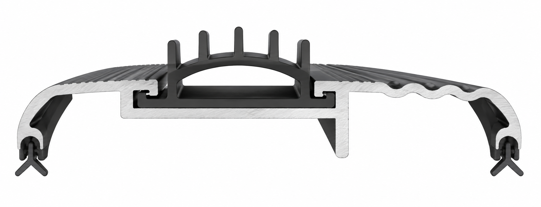 36" Black Door Threshold 3-3/8" Wide x 1/2" High with Replaceable U-Shaped Rubber Sweep & Weather Seals