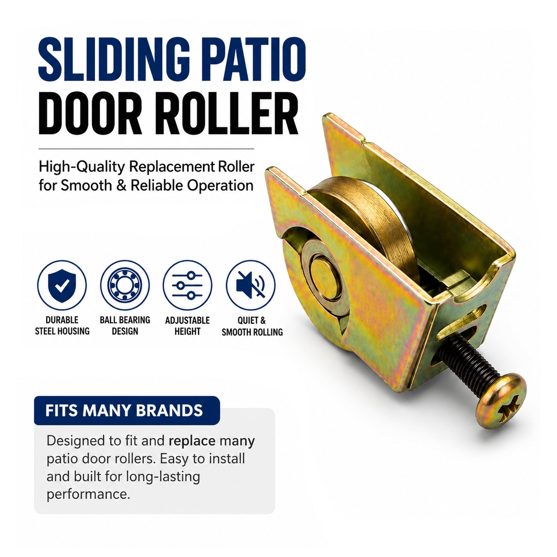 Sliding Glass Door Roller – 1-1/4" Ball Bearing Adjustable Zinc-Plated Replacement - Image 6