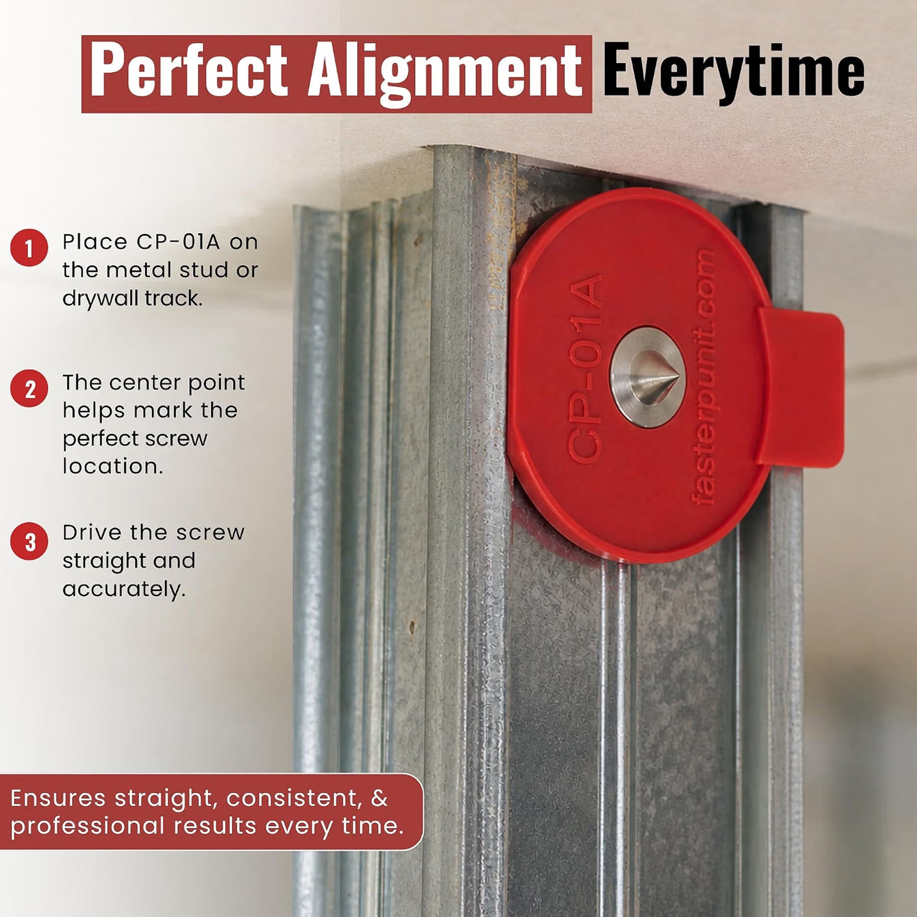 Center Point Alignment Tool with Stainless Steel Marking Tip – Standard CP-01 Guide, Red, 2 Pack - Image 7
