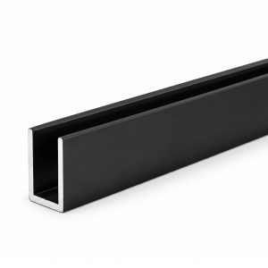 3/8" Glass U-Channel for Frameless Shower Glass – 95" Matte Black Aluminum